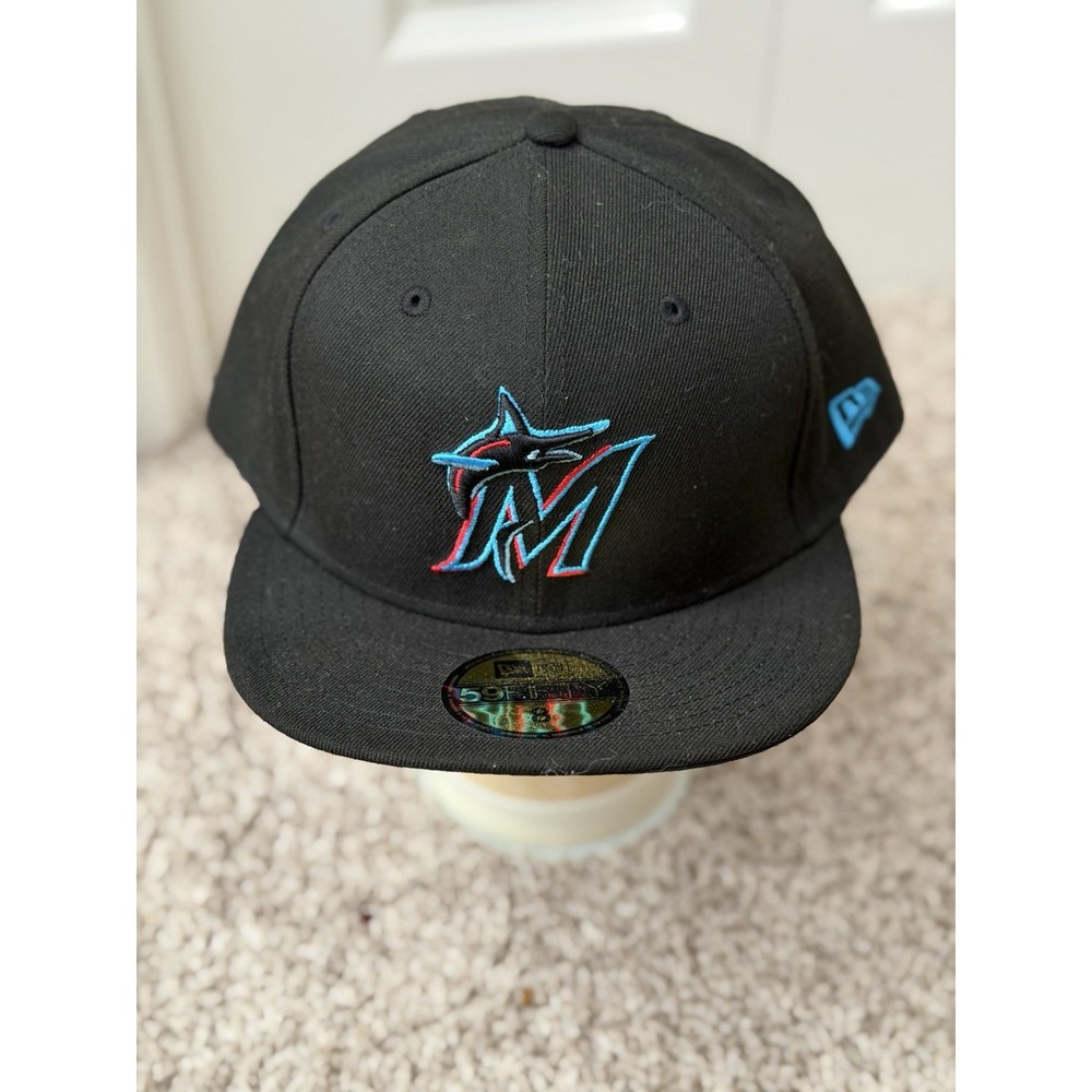 Miami Marlins New Era Authentic On-Field 59FIFTY Fitted Hat - Black Sz 8 New